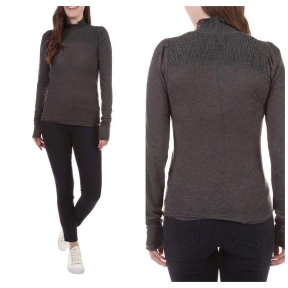 Free People Caroline Smocked Turtleneck Top Sz S - Picture 10 of 10